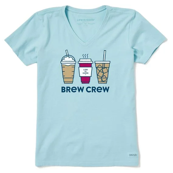 Women Crusher Lite Brew Crew V Neck Tee Shirt Fitted T-Shirt Seamless Stretchy