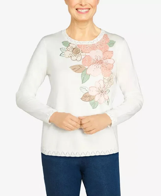 Echo Canyon Floral Applique Yoke Shirt Asymmetrical Pockets Print