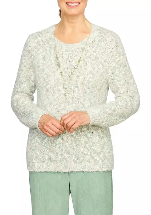 Echo Canyon Space Dye Shirt With Necklace Plus Hooded Caped Shawl Collar