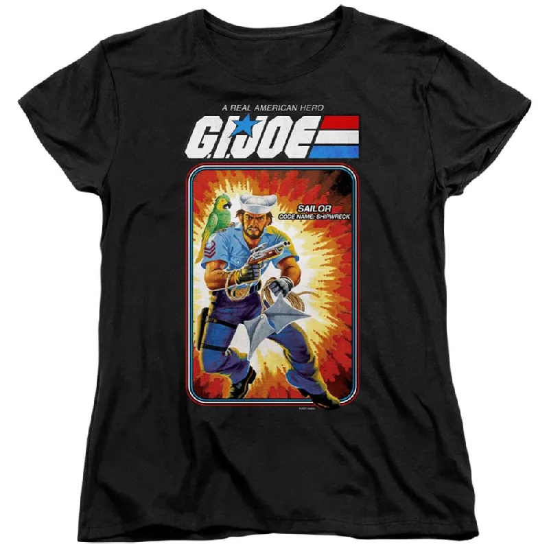 G.I. Joe Shipwreck Card Women's 18/1 Cotton Short-Sleeve T-Shirt Hooded Caped Shawl Collar