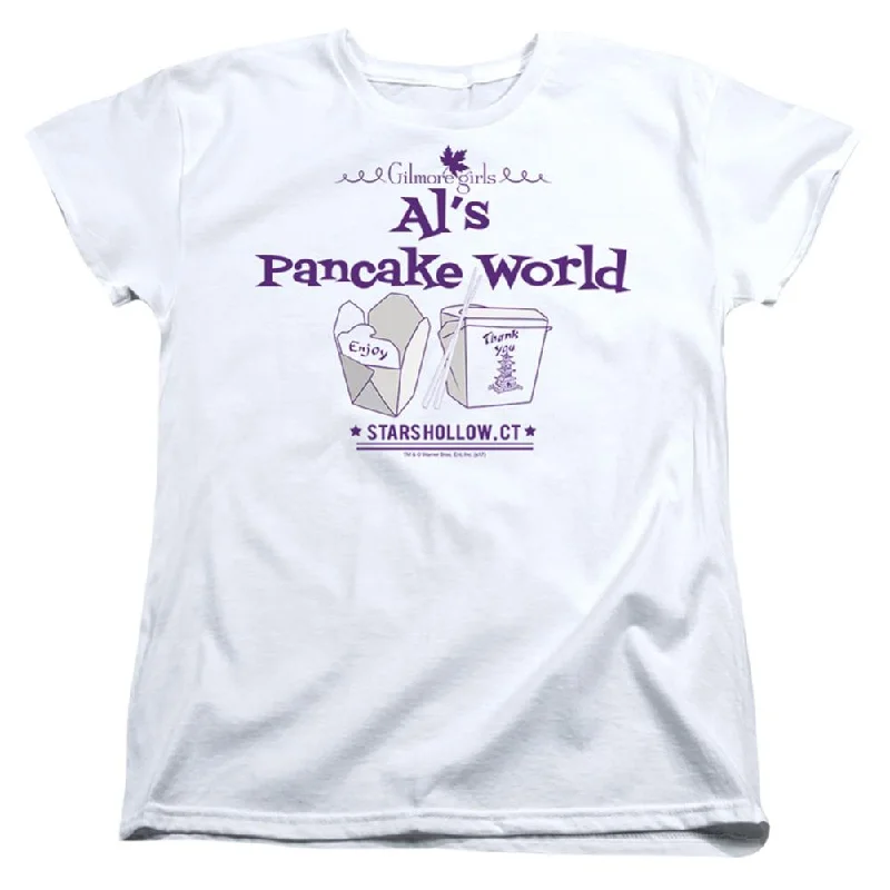 Gilmore Girls Al's Pancake World Women's 18/1 Cotton Short-Sleeve T-Shirt Silk Blend Satin Velvet