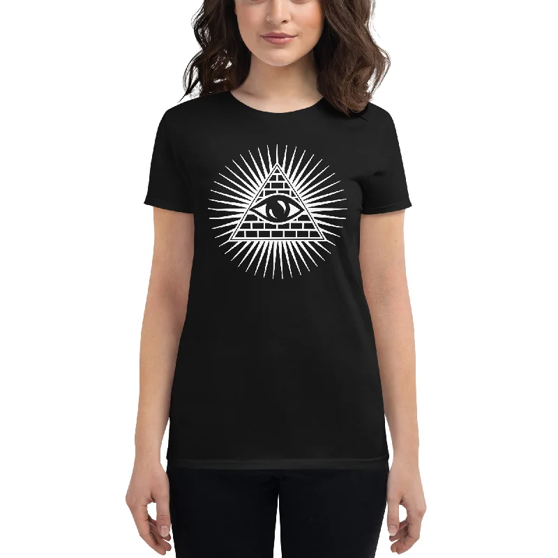 Illuminati All Seeing Psychic Eye Women's Short Sleeve Babydoll T-shirt V-Neck T-Shirt Long Sleeve Cotton