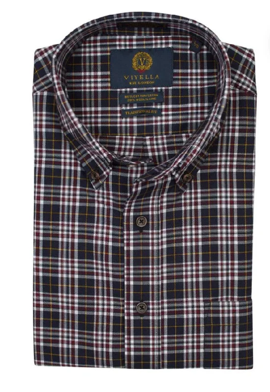 Viyella Black Plaid Sport Shirt Asymmetrical Pockets Print