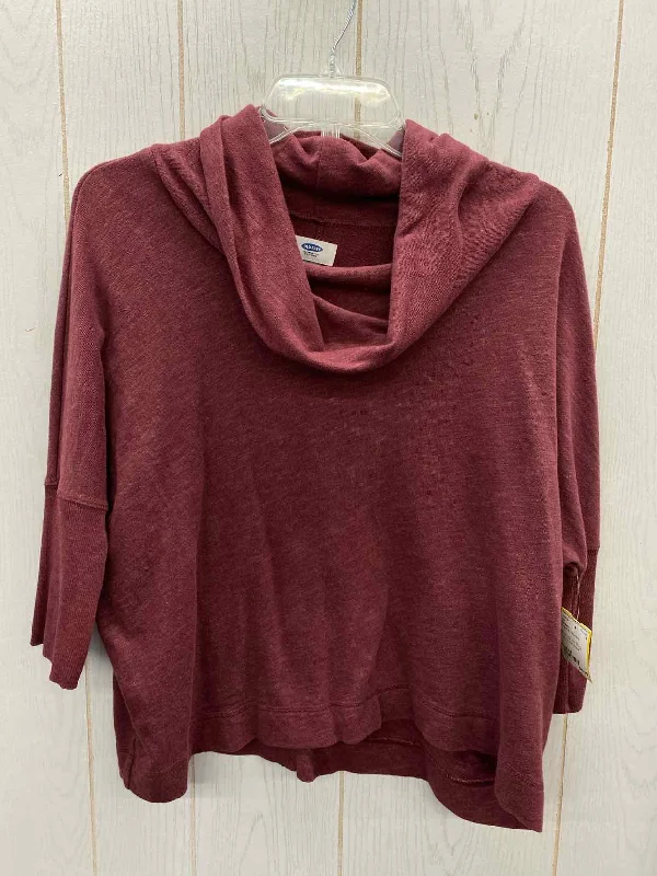 Old Navy Burgundy Womens Size M Shirt Seamless Knitted Crochet