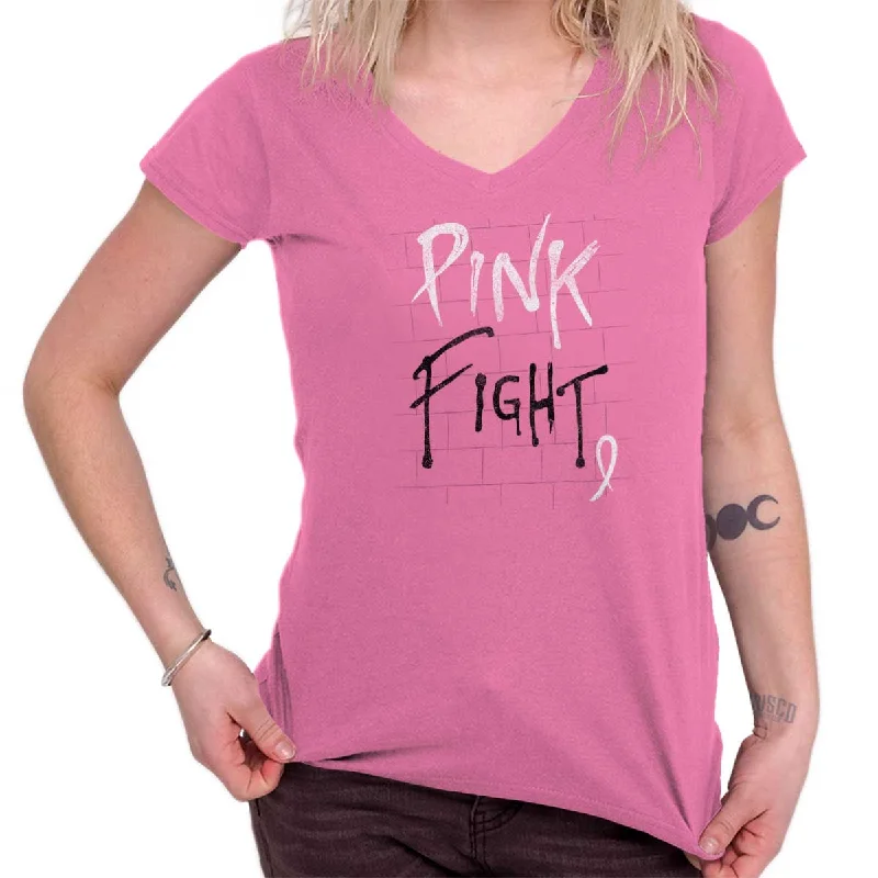 BCA Pink Fight Junior Fit V-Neck T Shirt Boxy Fit Fitted Loose