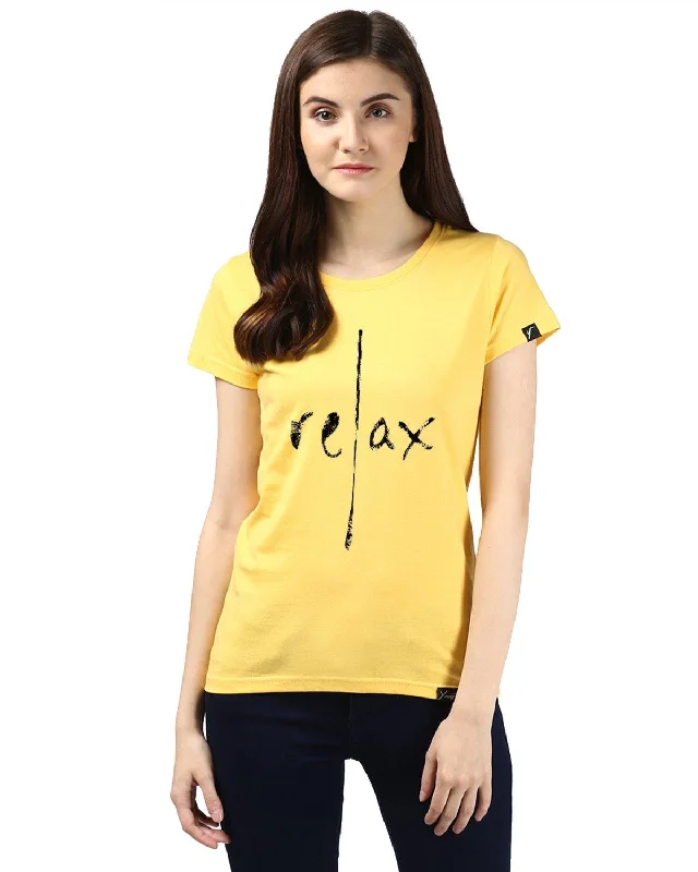 Womens Half Sleeve Relax Printed Yellow Color Tshirts Thin T-Shirt Open Front Quick Dry